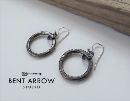 Oxidised Silver Circle Earrings