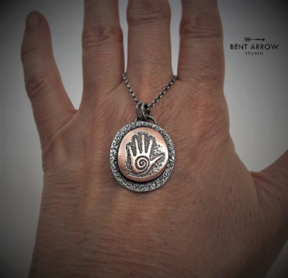 Mixed Metal Hand Print Necklace