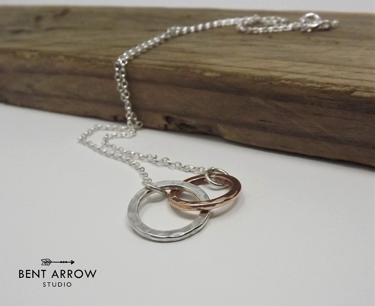 Interlocking Double Circles Necklace from Bent Arrow Studio