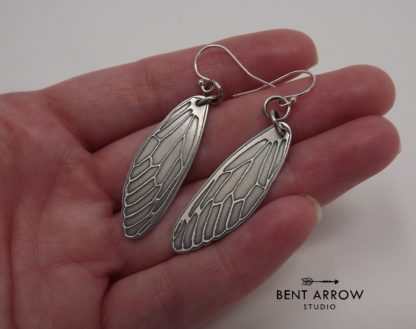 Silver Insect Wing Earrings