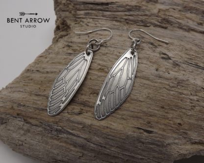 Silver Insect Wing Earrings