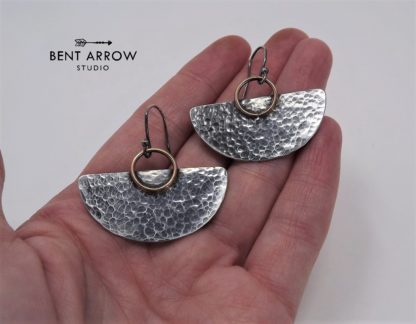 Silver & Ancient Bronze Shield Earrings