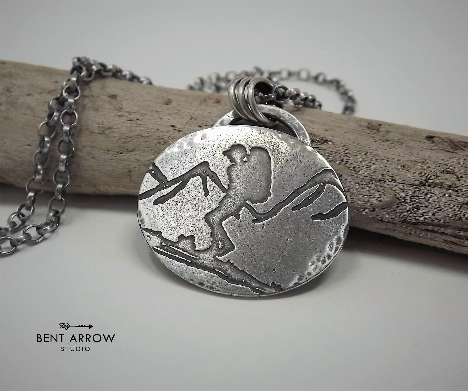 Silver Mountain Hiker Necklace by Bent Arrow Studio