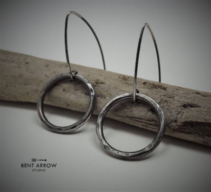 Oxidised Circle Earrings