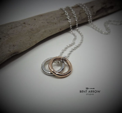 Bronze and Silver Circles Necklace