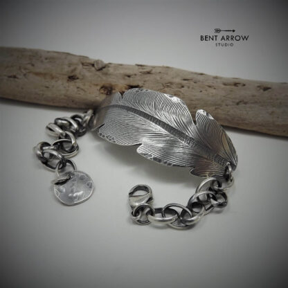 Silver Crow Feather Bracelet