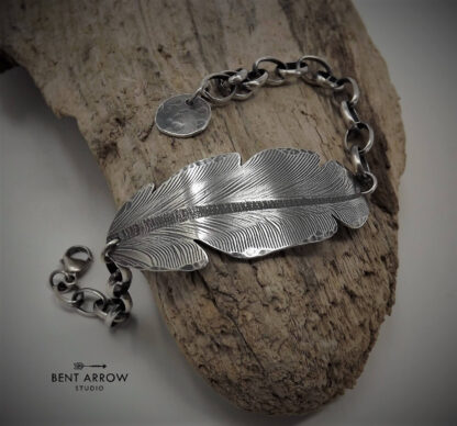 Silver Crow Feather Bracelet