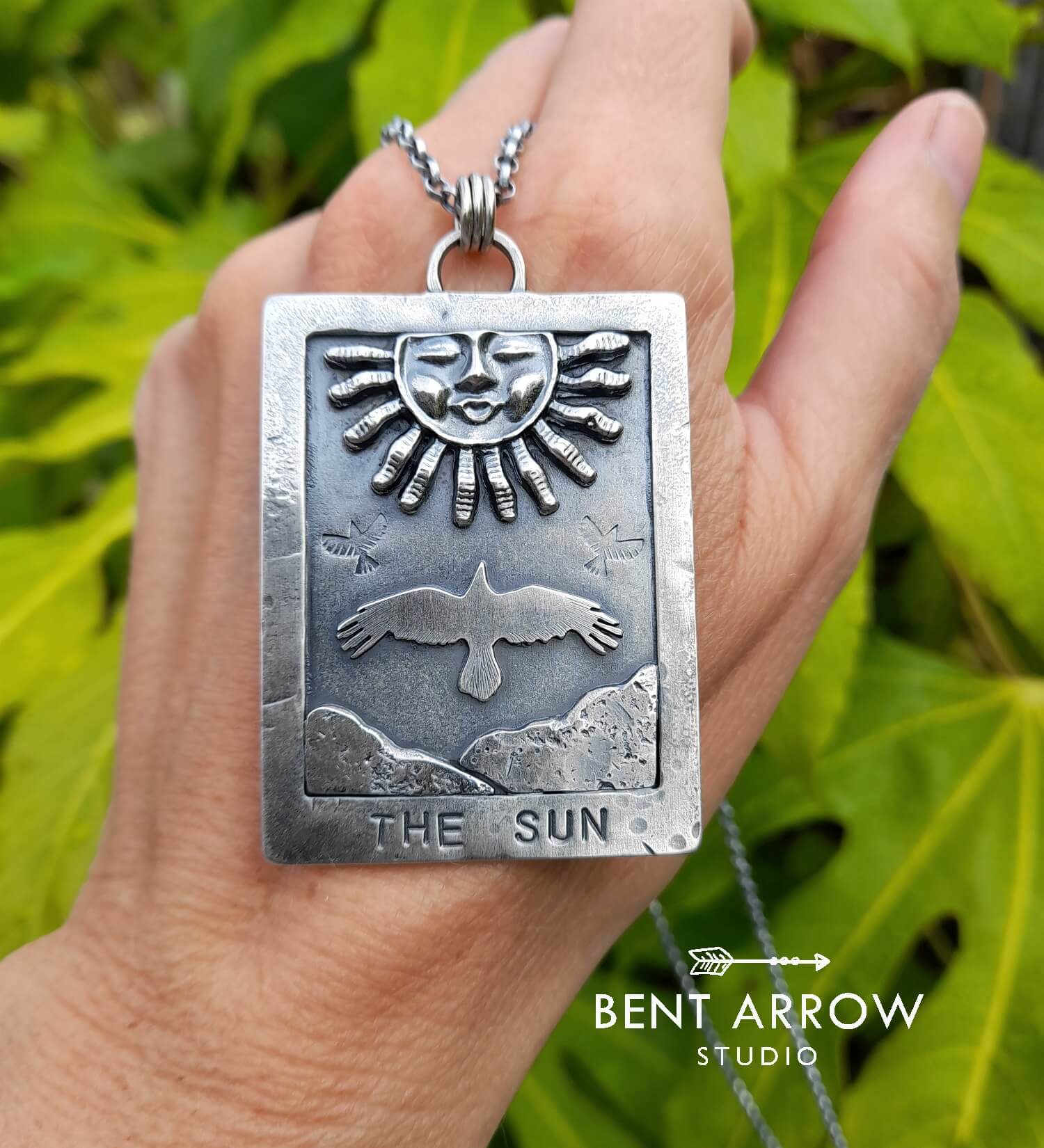 The Sun Crow Tarot Pendant by Bent Arrow Studio