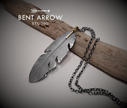 18ct Gold Bail Crow Feather Pendant