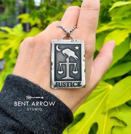 Justice Crow Tarot Pendant