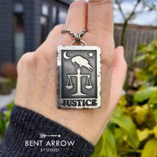 Justice Crow Tarot Pendant