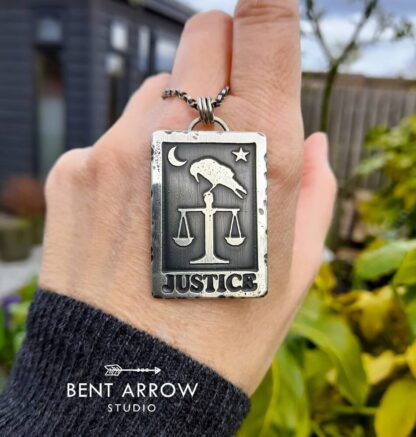 Justice Crow Tarot Pendant